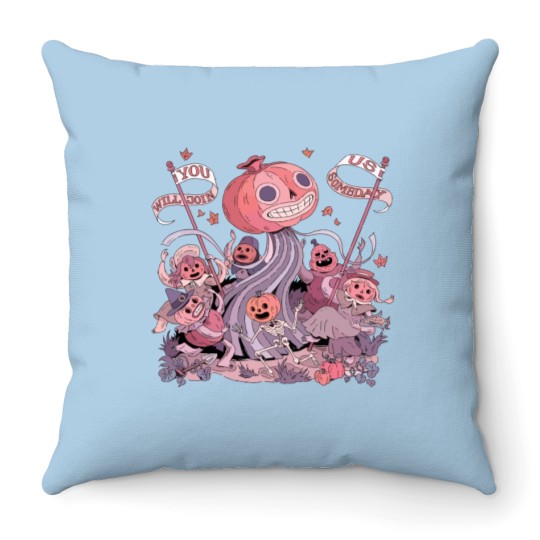 Discover Over The Garden Wall Throw Pillows, Vintage Pottsfield Halloween Pumpkin Throw Pillows