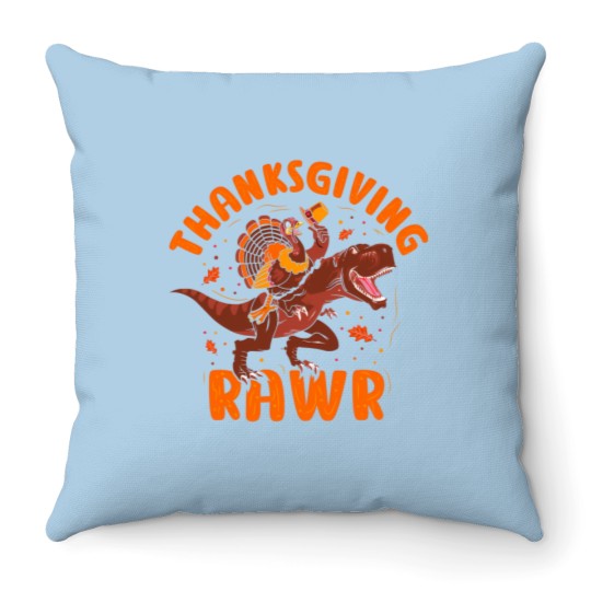 Discover Thanksgiving Thanksgiving Rawr Throw Pillows