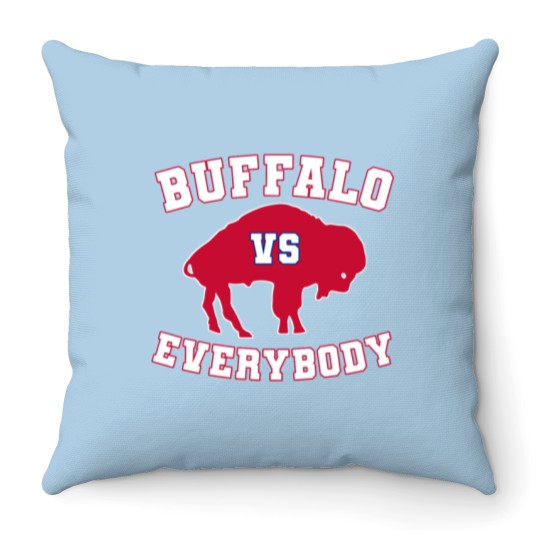 Discover buffalo vs everybody Throw Pillows