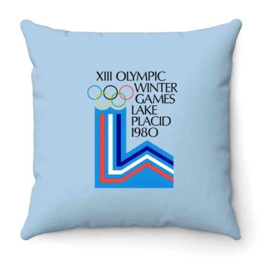 Discover Lake Placid 1980 Winter Olympics Men's Grey Throw Pillows Size S-5XL