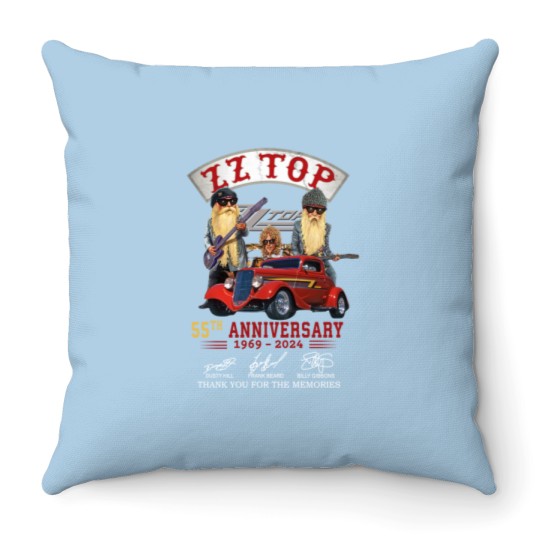 Discover ZZ Top 55th Anniversary Throw Pillows, ZZ Top Rock Band Throw Pillows