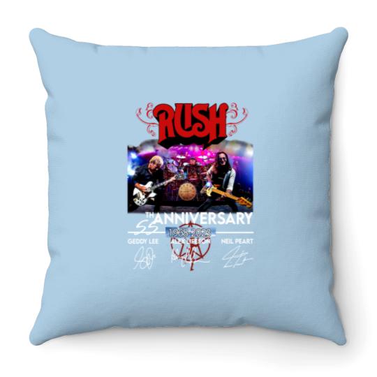 Discover 55 Years RUSH Band 1968-2023 Signatures Throw Pillows