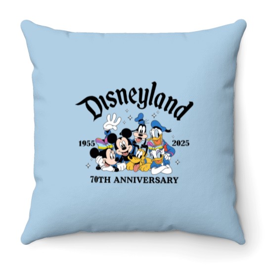 Discover Disneyyland 70th Anniversary Throw Pillows, Castle Platinum Celebration 1955-2025 Throw Pillows