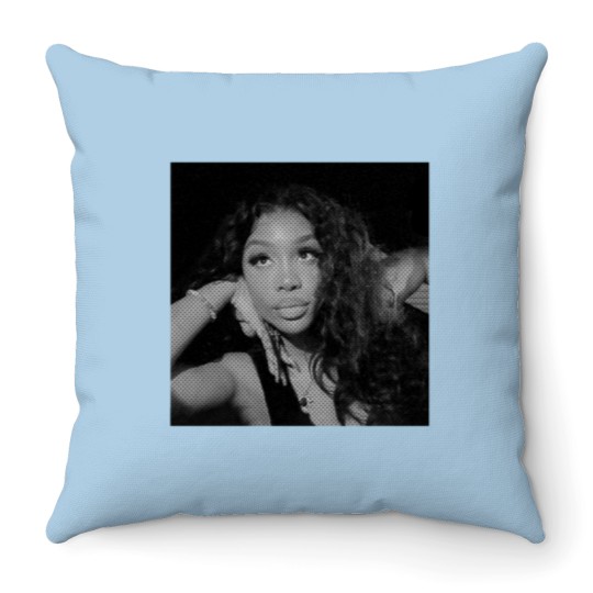 Discover Graphic "S-Z-A" Black n White RnB Printed Throw Pillows