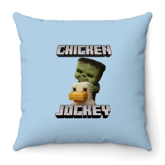 Discover Chicken Jockey Minecraft Movie Throw Pillows, Minecraft Movie Throw Pillows