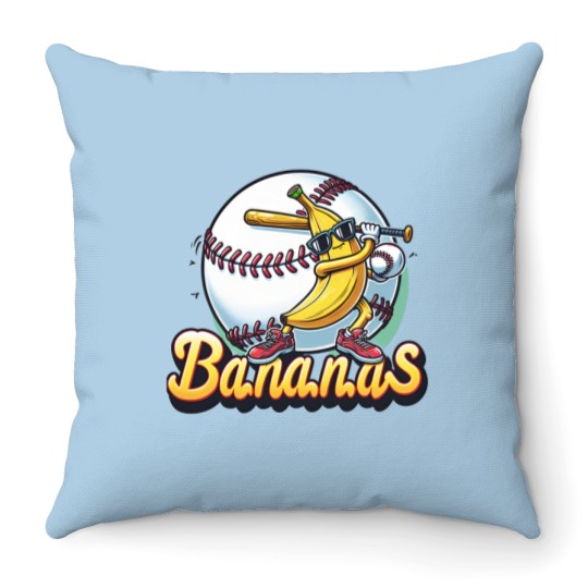 Discover Let's Go Bananas Baseball Throw Pillows, Sports Team Mascot Throw Pillows
