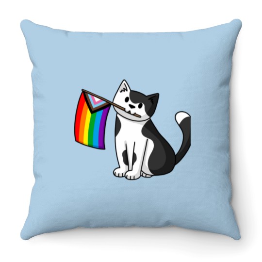 Discover Progress Pride  Pride Cat Throw Pillows