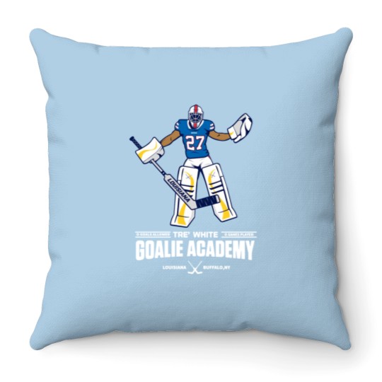 Discover tre white goalie academy Print Trucker Hats Throw Pillows