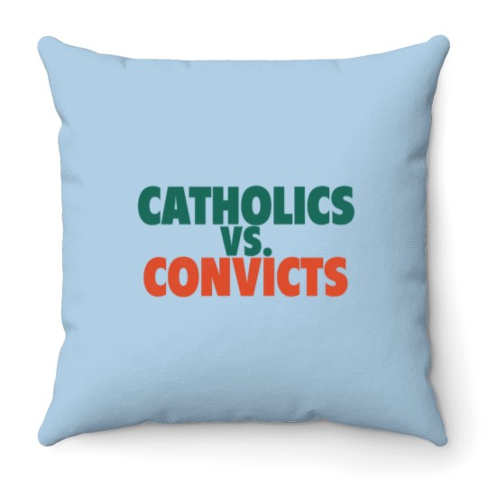 Discover Catholics Vs. Convicts Retro 1988 Football Game Throw Pillows