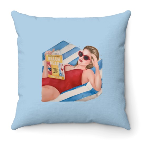 Discover Beach Read by Emily Henry book Throw Pillows | Super soft cotton bookish Throw Pillows