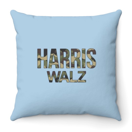 Discover Kamala Harris Walz Election 2024 Throw Pillows, Camouflage, Hunters white