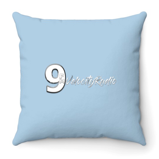 Discover White 9FM Radio Throw Pillows