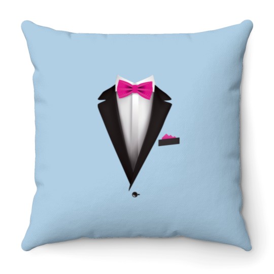 Discover Tuxedo  with Pink Bowtie For Weddings T- Throw Pillows