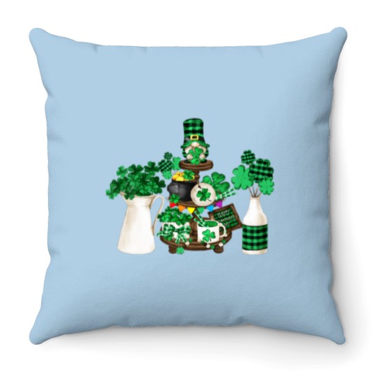 Discover Cute Green Shamrock Decor With Happy St Patricks D Throw Pillows