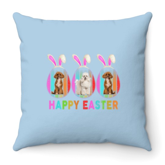 Discover Happy Easter Cute Bunny POODLE Dog Lover Throw Pillows