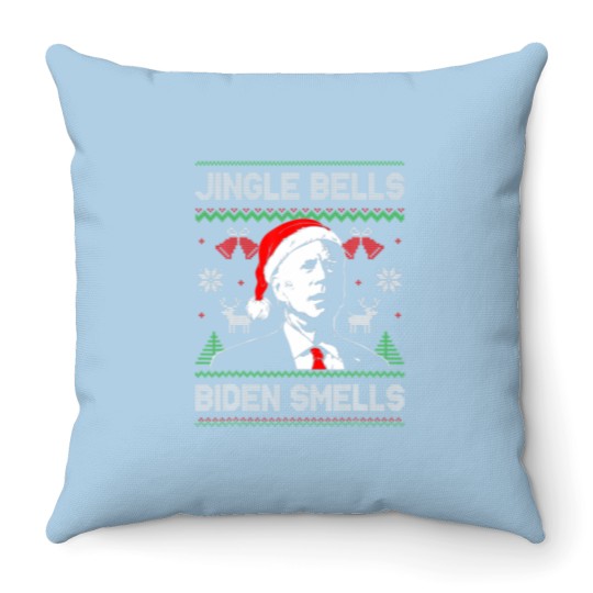 Discover Santa Biden Jingle Bells Biden Smells Ugly Christm Throw Pillows