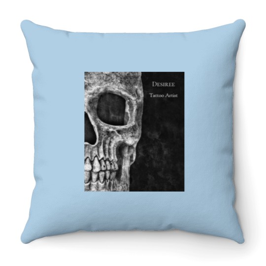 Discover Gothic Skull Head Black And White Tattoo Shop Throw Pillows