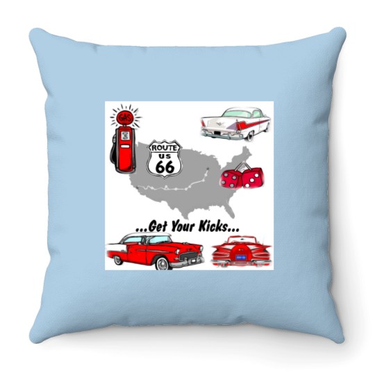 Discover Vintage Get your kicks s and gifts Throw Pillows