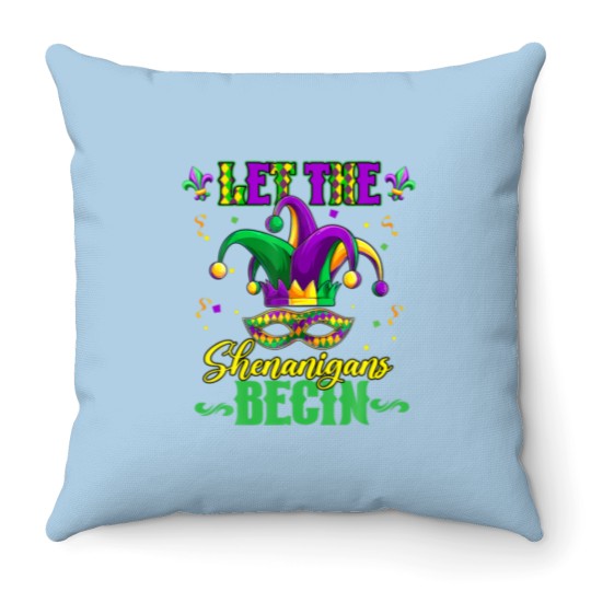 Discover Let The Shenanigans Begin Men Women Mardi Gras Throw Pillows
