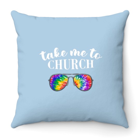 Discover Take Me To The Church Tie Dye Sunglasses Christian Throw Pillows