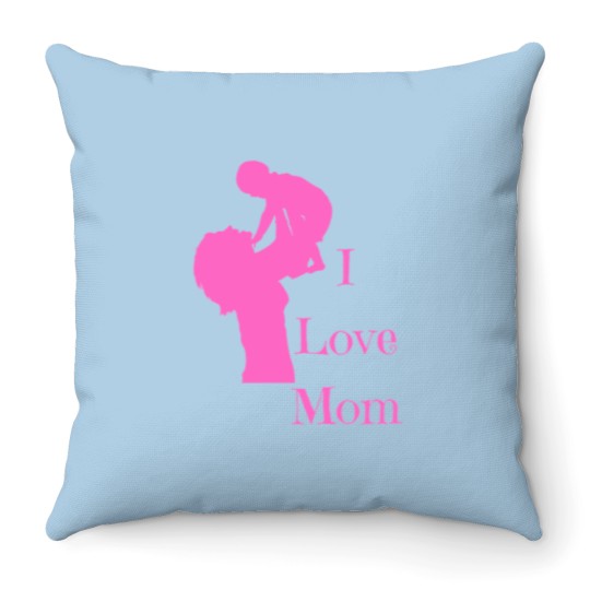 Discover I love mom Throw Pillows