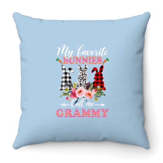 Discover My Favorite Bunnies Call Me Grammy Easter Leopard Throw Pillows