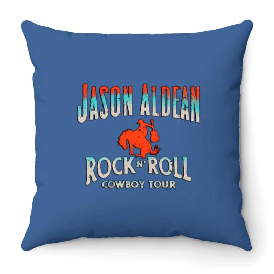 Discover Jason Aldean Rock N' Roll Cowboy tour 2022 Throw Pillows