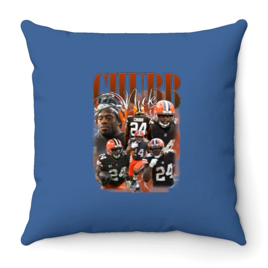 Discover Vintage Nick Chubb Throw Pillows, Football Throw Pillows, Classic 90s Graphic Tees