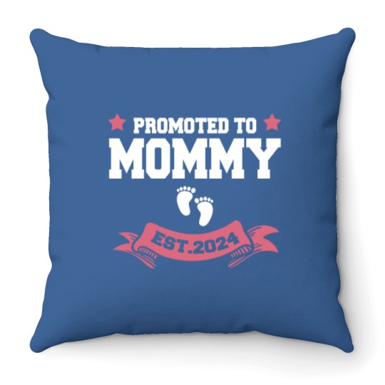 Discover Promoted To Mommy 2024 New Mom Pregnancy Announcement Funny Classic Throw Pillows