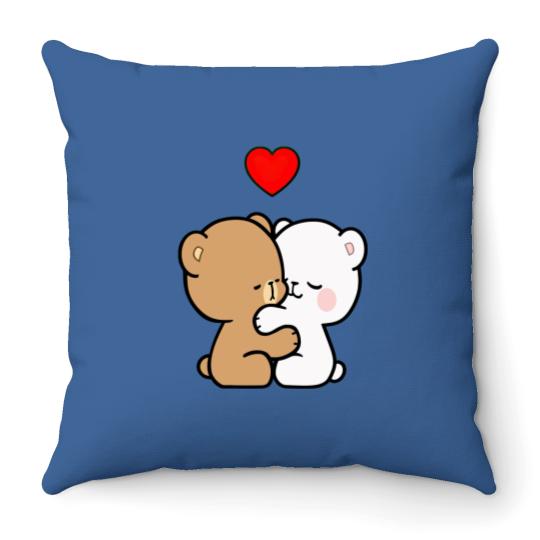 Discover Milk Mocha Bear Two Hearts Beat As One Throw Pillows