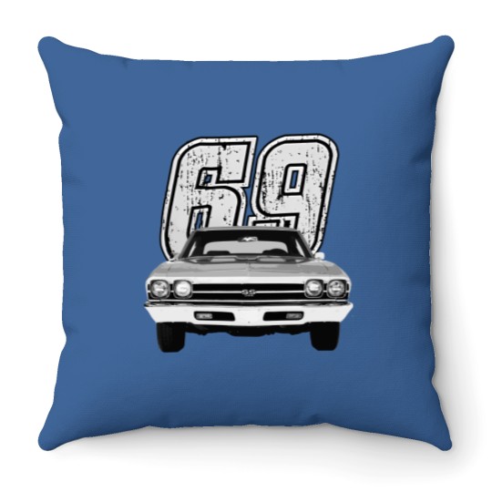 Discover 1969 Chevelle Front Grill View Silhouette Throw Pillows