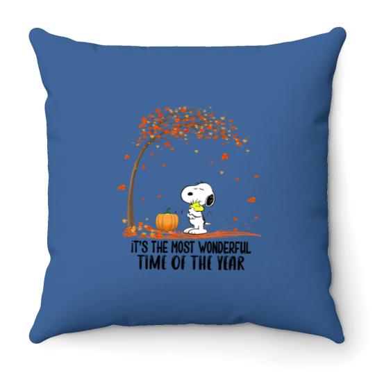 Discover Fall Snoopy Dog Throw Pillows, Thanksgiving Snoopy Dog Throw Pillows