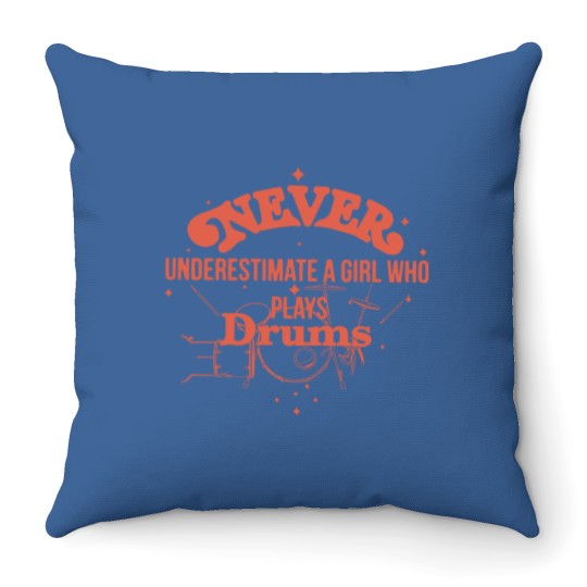 Discover Throw Pillows For Drums Girl, Drummer Throw Pillows Woman