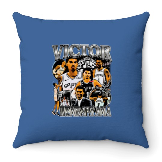 Discover Vintage 90s Graphic Style Victor Wembanyama Throw Pillows