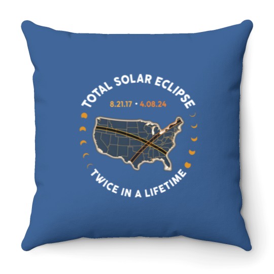 Discover Total Solar Eclipse Twice In A Lifetime 2017 2024 Throw Pillows, April 8 2024, USA Map