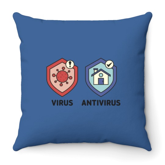 Discover Virus - Antivirus. Just stay at home! Isolation. Throw Pillows