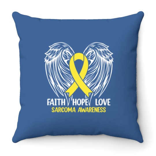 Discover Sarcoma Awareness Yellow Ribbon Men Women Warrior Throw Pillows
