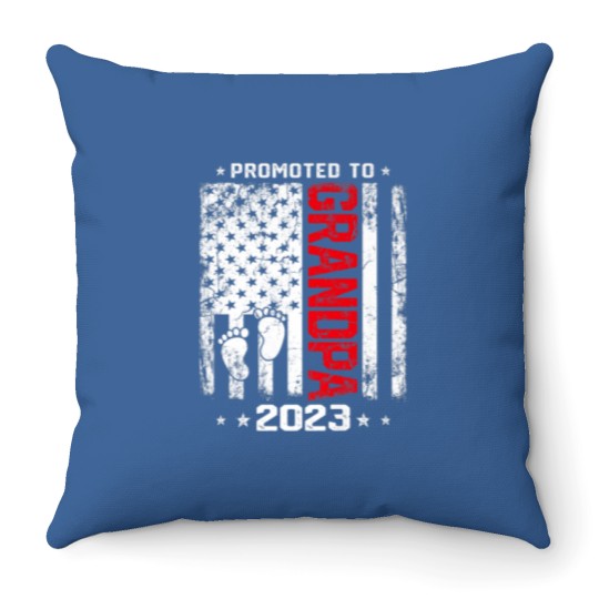 Discover Mens Promoted To Grandpa 2023 Funny Fathers Day Ne Throw Pillows