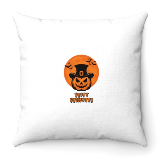 Discover Black and Orange Happy Halloween Throw Pillows