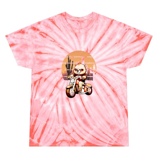 Discover Bear  Riding Motorcycle Tie Dye T-Shirts