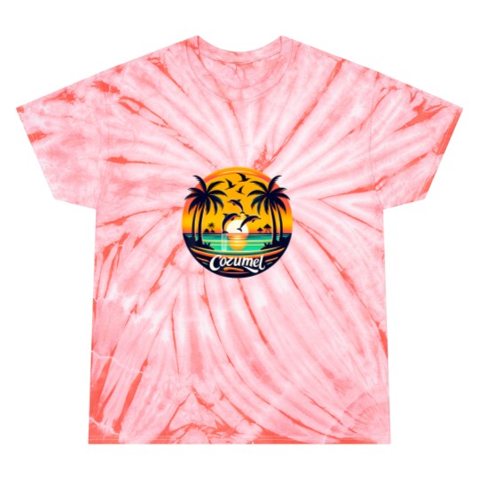 Discover cozumel mexico with dolphins and sunset Tie Dye T-Shirts