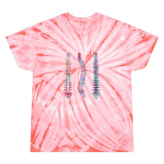 Discover Spine Front, Back, and Sideview Anatomy Tie Dye T-Shirts