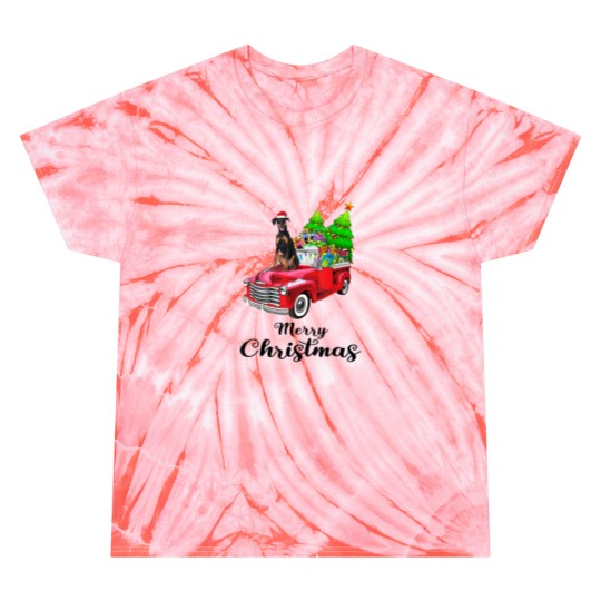 Discover Doberman Pinscher Ride Red Truck Christmas Pajama Tie Dye T-Shirts