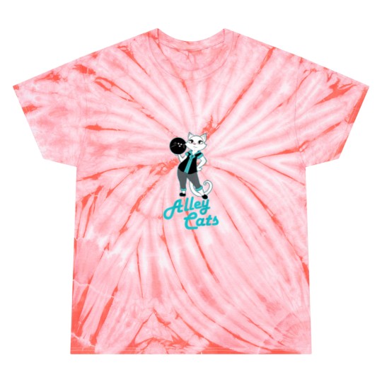 Discover Alley Cats Bowling Team Ladies Backside Print Tie Dye T-Shirts