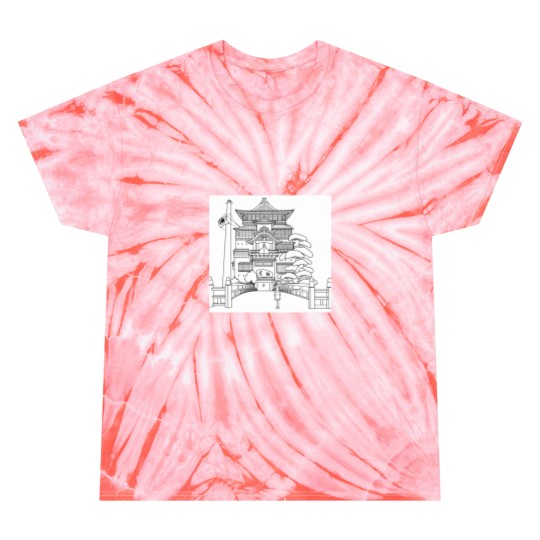 Discover Spirited Away Bathhouse with Chihiro but a simple line drawing Classic Tie Dye T-Shirts