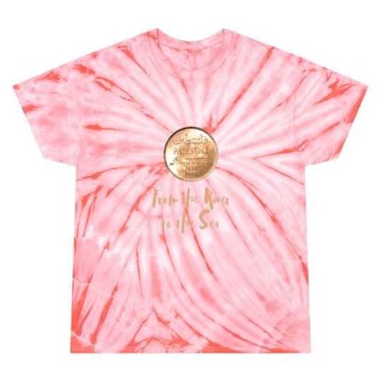 Discover 1939 Palestinian Coin Tie Dye T Shirts with From the River to the Sea as a Caption