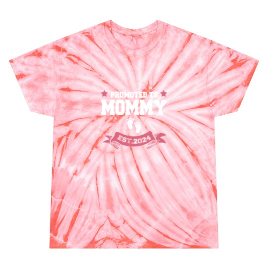 Discover Promoted To Mommy 2024 New Mom Pregnancy Announcement Funny Classic Tie Dye T Shirts
