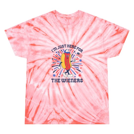 Discover I'm Just Here For The Wieners 4th of July Funny Hotdog Flag Tie Dye T Shirts