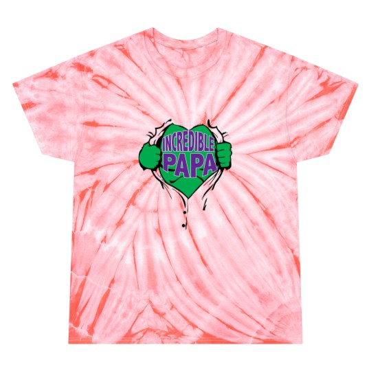 Discover Incredible Papa Superhero Open Chest Greens Man Tie Dye T-Shirts