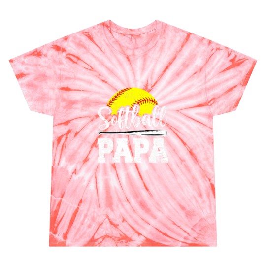 Discover Softball Papa Softball Player Game Day Fathers Day Gift Tie Dye T-Shirts